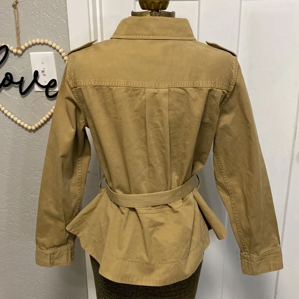 J.CREW COTTON UTILIY JACKET BELTED SIZE SMALL TAN